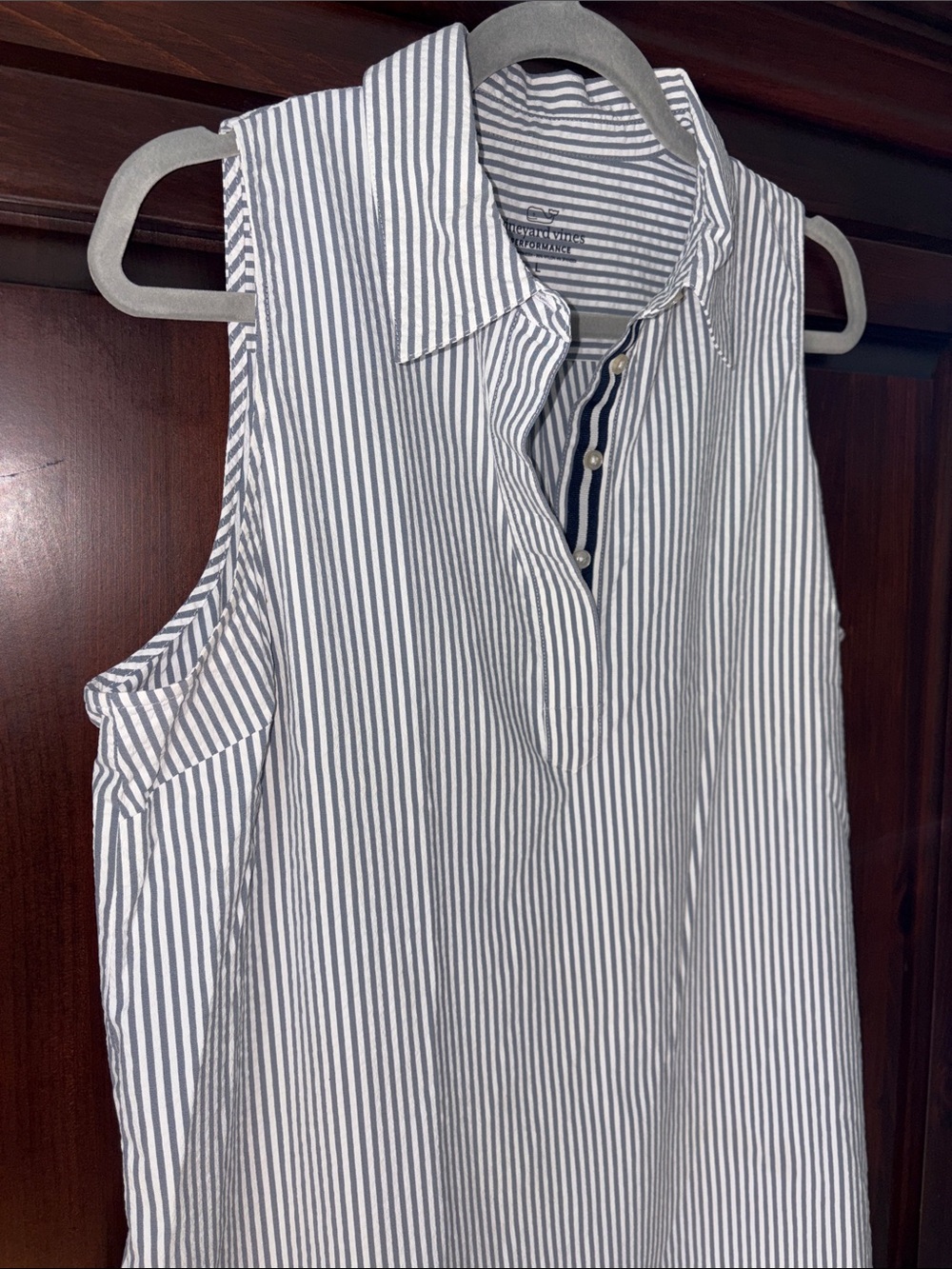 Vineyard Vines Blue and White Striped Sleeveless Coverup - Picture 3 of 7